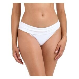 LA BLANCA Island Goddess Shirred Band Hipster Bikini Bottom White Size 10 Beach